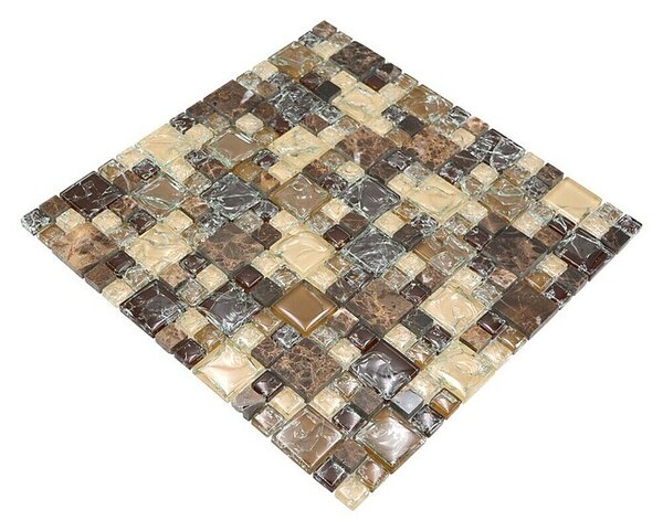 Mozaik pločica Crystal Mix XIC K1455 (30,5 x 30,5 cm, Tamnosmeđe boje, Sjaj)