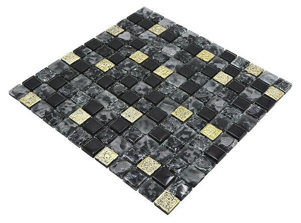 Mozaik pločica Quadrat Crystal Mix XIC 1928 (30 x 30 cm, Sivo-crne boje, Mat)