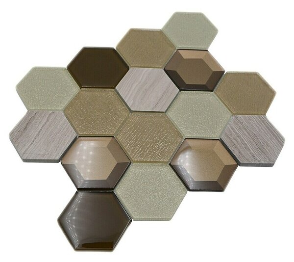 Mozaik pločica Hexagon HXN 77 (26,5 x 30,5 cm, Bež boje, Sjaj)
