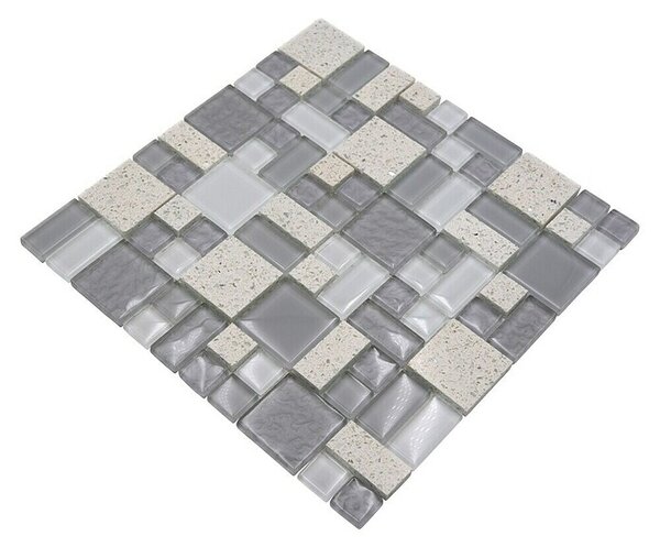 Mozaik pločica Crystal Mix XCM K990 (29,8 x 29,8 cm, Bijelo-sive boje, Sjaj)