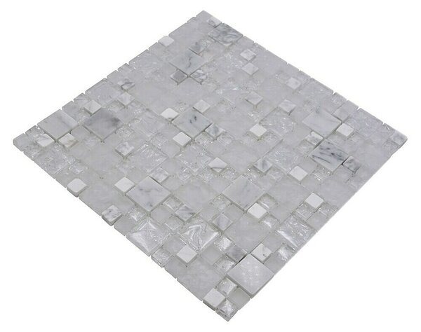 Mozaik pločica Crystal Mix XIC K1411 (30,5 x 30,5 cm, Bijelo-sive boje, Sjaj)