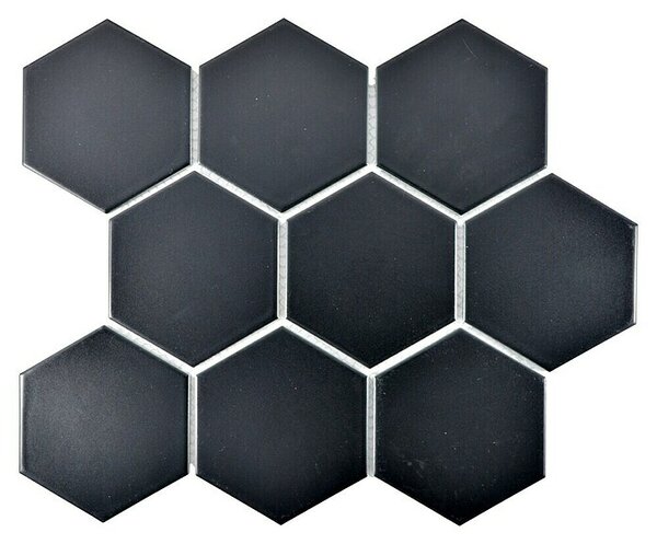 Mozaik pločica Hexagon Uni HX 115 (25,6 x 29,55 cm, Crne boje, Mat)