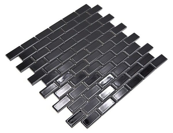 Mozaik pločica Brick Uni CBR 4BG (29,8 x 29,8 cm, Crne boje, Sjaj)