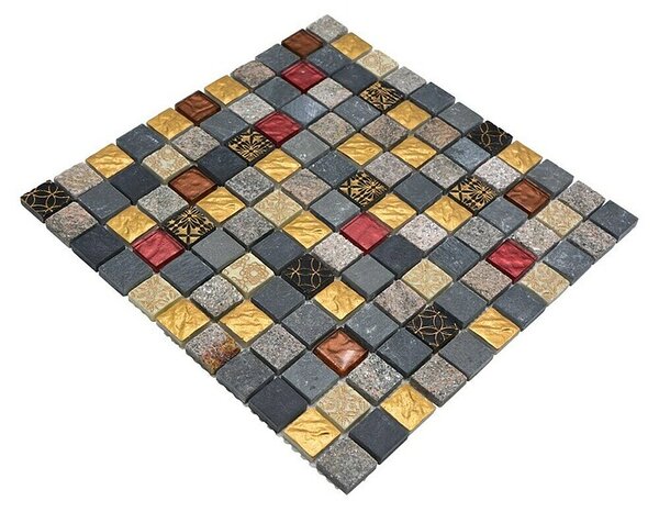 Mozaik pločica Quadrat Crystal Mix XCM CR47 (30 x 30 cm, Sivo-crne boje, Sjaj)