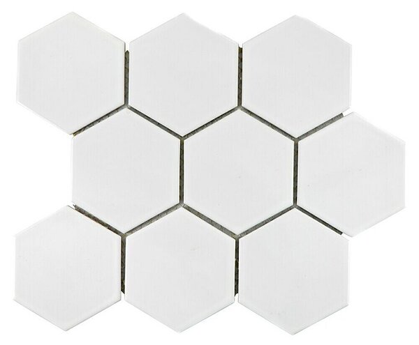 Mozaik pločica Hexagon Uni HX 100 (25,6 x 29,55 cm, Bijele boje, Sjaj)