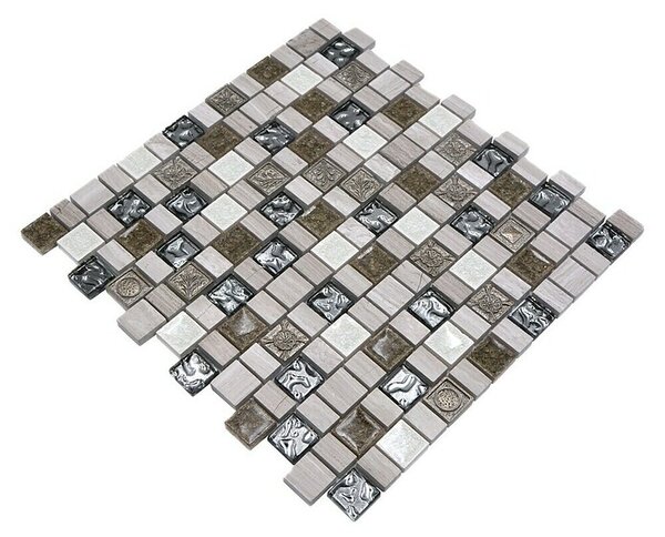 Mozaik pločica Multiformat Crystal Mix XNM DF1 (29,8 x 30,4 cm, Sivo-bijele boje, Sjaj)