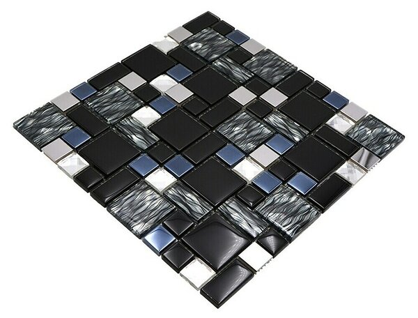 Mozaik pločica Crystal Mix XCM MC689 (30 x 30 cm, Crne boje, Sjaj)