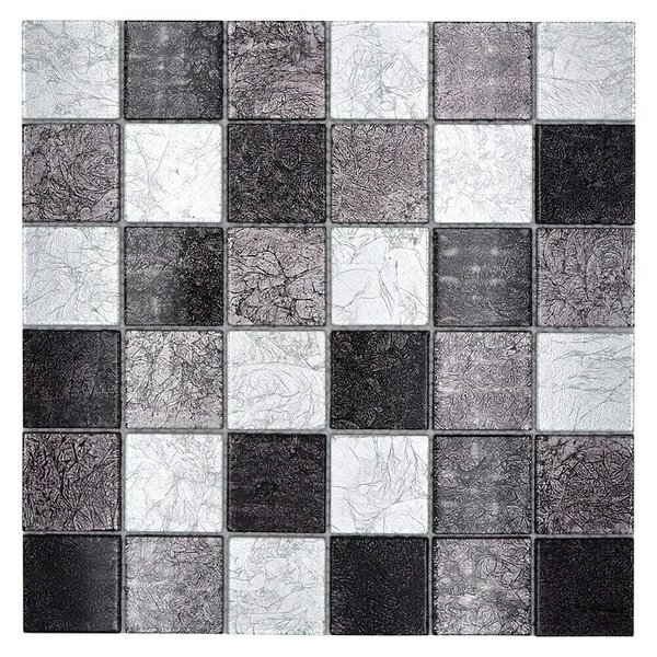 Mozaik pločica Quadrat Crystal Mix CM 4BS23 (30 x 30 cm, Crne-srebrne boje, Sjaj)