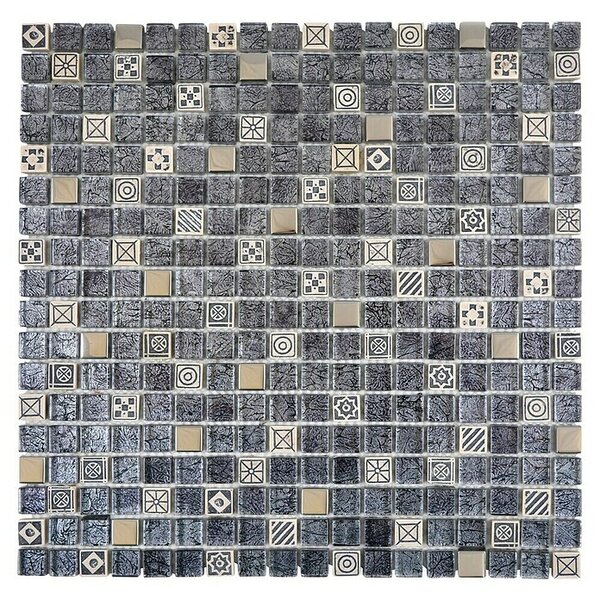 Mozaik pločica Quadrat Crystal Mix XCM ZEUS (30 x 30 cm, Crna-siva-bijela, Sjaj)