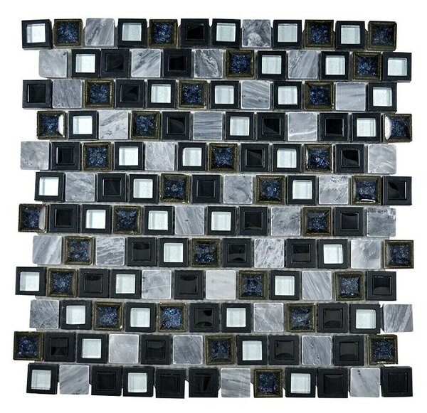 Mozaik pločica Quadrat Crystal Mix XCP BM19 (30 x 30 cm, Sivo-crne boje, Sjaj)