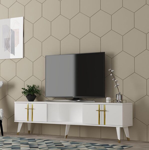 Zondo.hr TV stolić/ormarić Pebine 2 (bijela + zlatna). Akcija -30%. 1095307