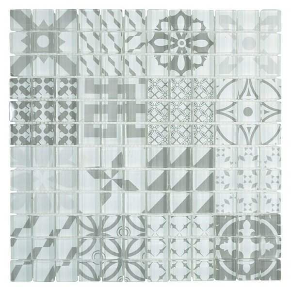 Mozaik pločica Quadrat Crystal XCM 8OP35 (30 x 30 cm, Sive boje, Sjaj)