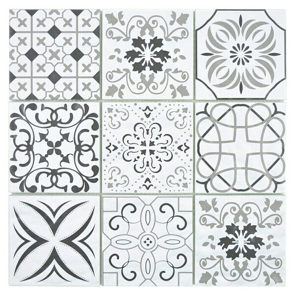 Mozaik pločica Crystal Retro XCM 8RBW97 (30 x 30 cm, Bijelo-crno, Mat)