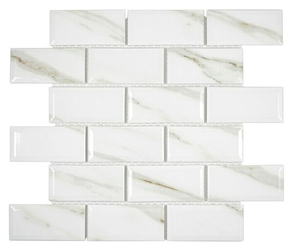 Mozaik pločica Metro Uni Calacatta CG MCT (29,55 x 29,1 cm, Bijele boje, Sjaj)