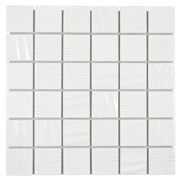 Mozaik pločica Quadrat CG KN1 (29,5 x 29,5 cm, Bijele boje, Sjaj)