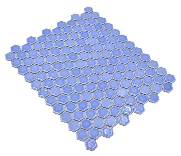 Mozaik pločica Hexagon Uni HX 280 (26 x 30 cm, Plave boje, Sjaj)