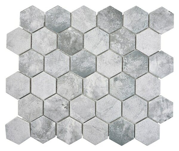 Mozaik pločica Hexagon HX CURIO ZLG (32,5 x 28,1 cm, Sive boje, Mat)