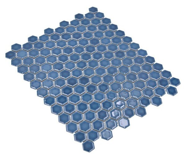 Mozaik pločica Hexagon Uni HX 230 (26 x 30 cm, Plave boje, Sjaj)