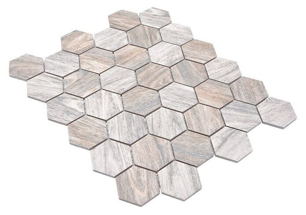 Mozaik pločica Hexagon HX CURIO HG (32,5 x 28,1 cm, Sive boje, Mat)