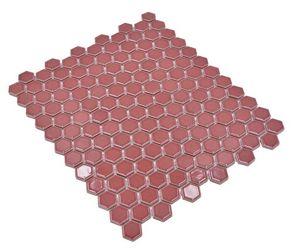 Mozaik pločica Hexagon Uni HX 240 (26 x 30 cm, Bordo, Sjaj)