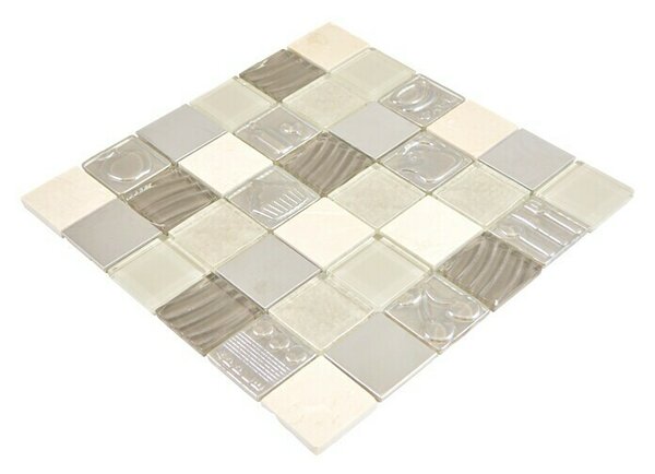 Mozaik pločica Quadrat Crystal XCM 8RK13 (30 x 30 cm, Bež boje, Sjaj)
