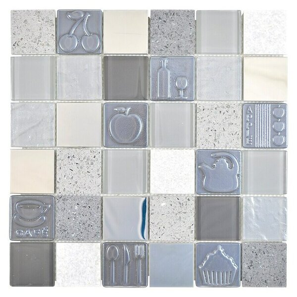 Mozaik pločica Quadrat Crystal XCM 8RK39 (30 x 30 cm, Siva-plava-bijela, Sjaj)