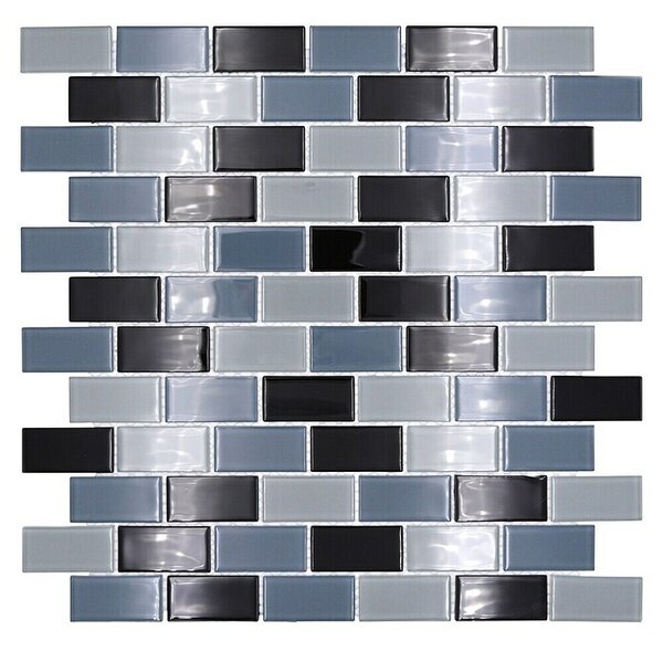 Mozaik pločica Brick Crystal CM B499 (32,2 x 31 cm, Sive boje, Sjaj)