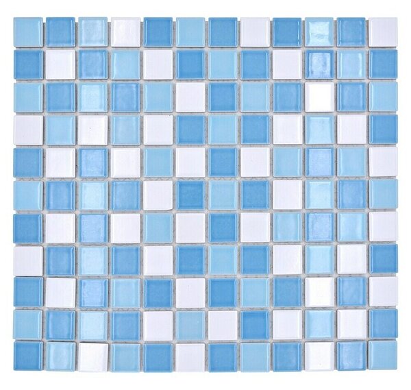 Mozaik pločica Quadrat Mix BM 300 (32,6 x 30 cm, Plavo-bijele boje, Sjaj)