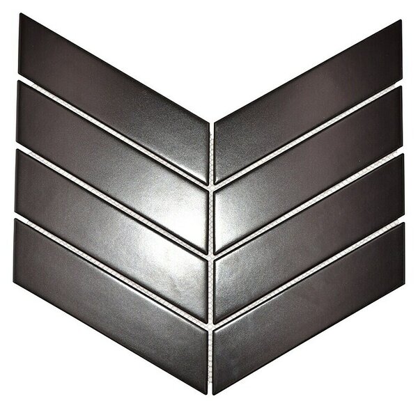 Mozaik pločica Chevron Uni CHEV 09 (31,8 x 22,4 cm, Crne boje, Mat)