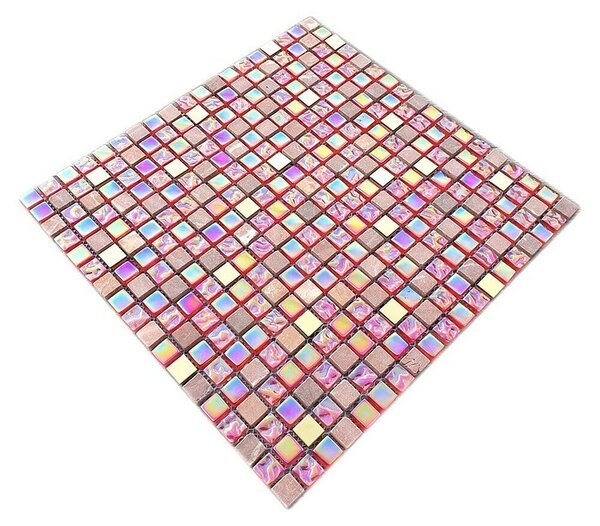 Mozaik pločica Quadrat Crystal Mix XCM M880N (30,5 x 32,2 cm, Crveno-roze boje, Sjaj)
