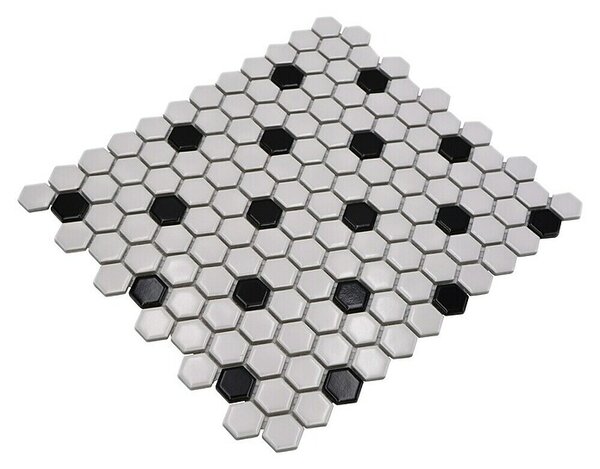 Mozaik pločica Hexagon Mix HX 045 (26 x 30 cm, Bijele boje, Sjaj)