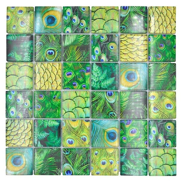 Mozaik pločica Crystal Wildlife XCM WL88 (29,8 x 29,8 cm, Zelene boje, Sjaj)