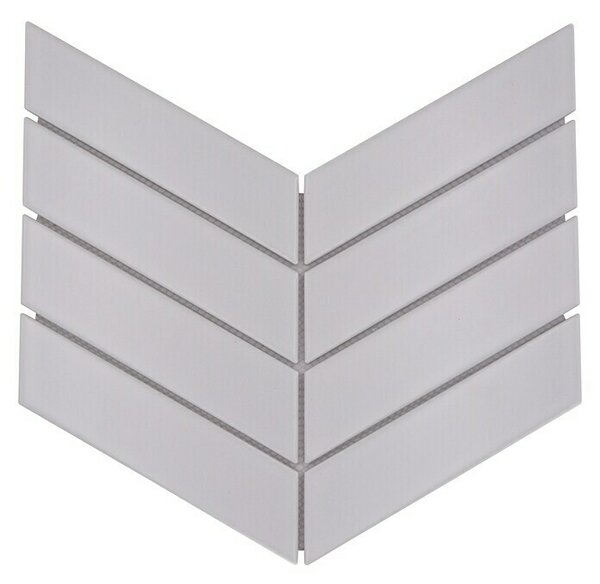 Mozaik pločica Chevron Uni CHEV 01 (31,8 x 22,4 cm, Bijele boje, Mat)