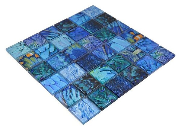 Mozaik pločica Crystal Wildlife XCM WL78 (29,8 x 29,8 cm, Plave boje, Sjaj)