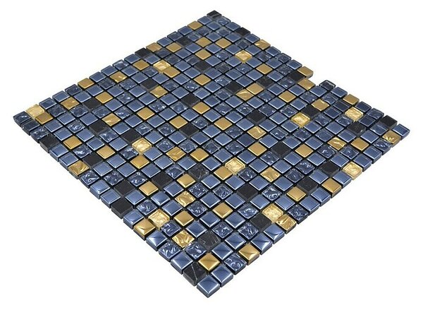 Mozaik pločica Crystal Mix XCM M650 (30 x 30 cm, Crno-zlatno, Sjaj)