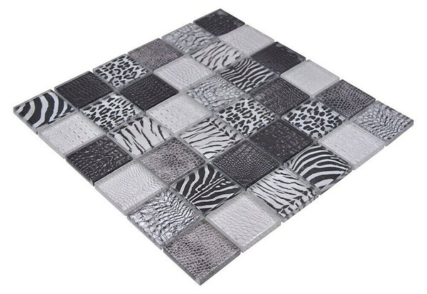Mozaik pločica Crystal Wildlife XCM WL28 (29,8 x 29,8 cm, Crne boje, Sjaj)