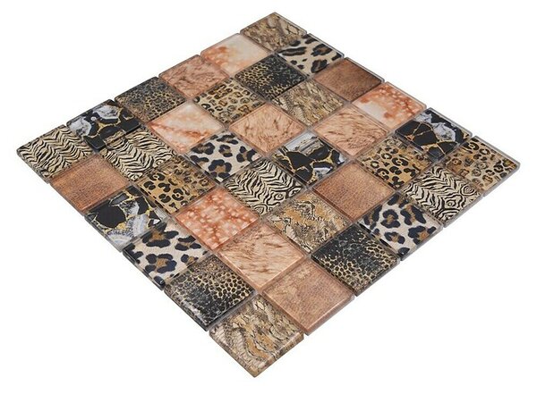 Mozaik pločica Crystal Wildlife XCM WL68 (29,8 x 29,8 cm, Smeđe boje, Sjaj)
