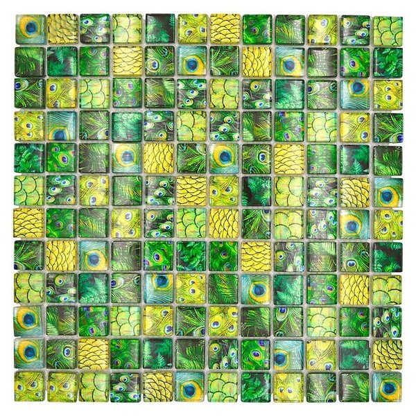 Mozaik pločica Quadrat Crystal Wildlife XCM WL84 (29,8 x 29,8 cm, Zelena, Sjaj)
