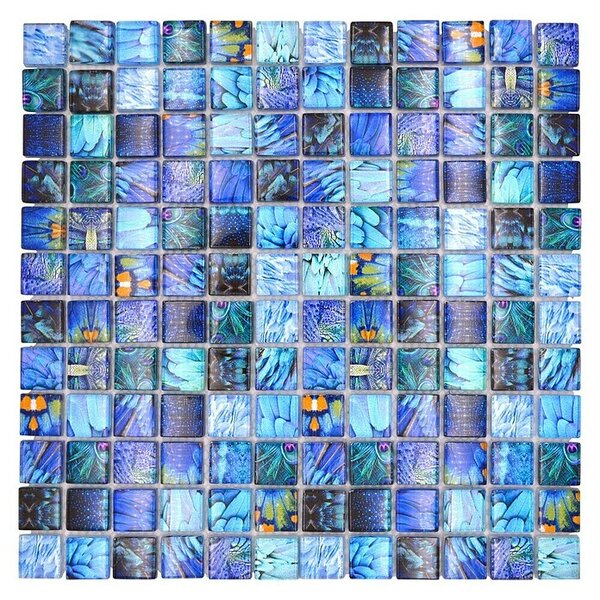 Mozaik pločica Quadrat Crystal Wildlife XCM WL74 (29,8 x 29,8 cm, Plava, Sjaj)