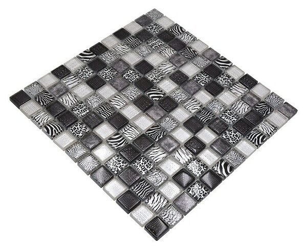 Mozaik pločica Quadrat Crystal Wildlife XCM WL24 (29,8 x 29,8 cm, Crna, Sjaj)
