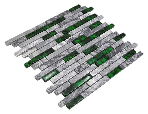 Mozaik pločica Verbund Crystal Mix XCM MV608 (29 x 30 cm, Sivo/Zelena)