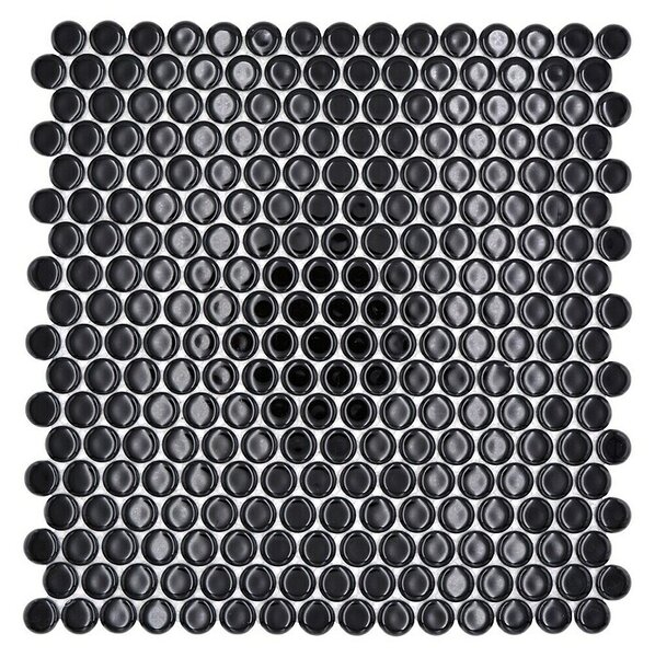 Mozaik pločica Knopf Uni 890N (30,5 x 32 cm, Crna, Sjaj)