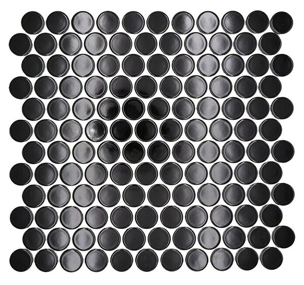 Mozaik pločica Knopf Uni 90G (33 x 31,2 cm, Crna, Sjaj)