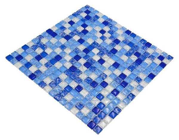 Mozaik pločica Quadrat Crystal Mix XIC 1077 (30 x 30 cm, Bijelo/Plava, Sjaj)