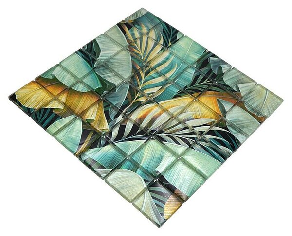 Mozaik pločica Quadrat Crystal Rain Forest XCM RF07 (29,8 x 29,8 cm, Zeleno/Žuta, Sjaj)