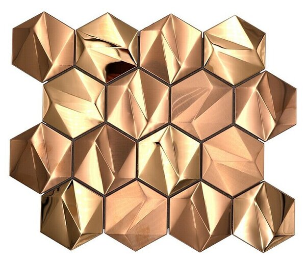 Mozaik pločica Hexagon HXM 50BR (26,2 x 23 cm, Ružičasto-zlatna, Sjaj)