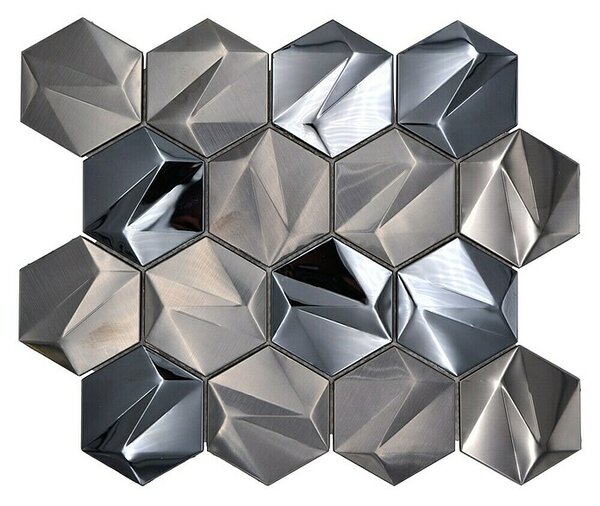 Mozaik pločica Hexagon HXM 60PL (26,2 x 23 cm, Tamno-siva, Sjaj)