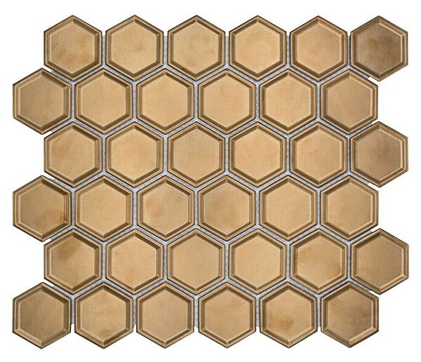 Mozaik pločica Hexagon Bronze HX 09BR (32,5 x 28,1 cm, Bronca, Sjaj)