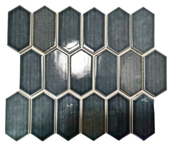 Mozaik pločica Hexagon CG CH479 (Crna, Sjaj, 25,3 cm x 29,3 cm x 75 mm)