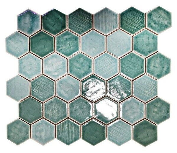 Mozaik pločica Hexagon CG SAN5 (Zelena, Sjaj, D x Š x D: 25,3 cm x 29,3 cm x 7 mm)